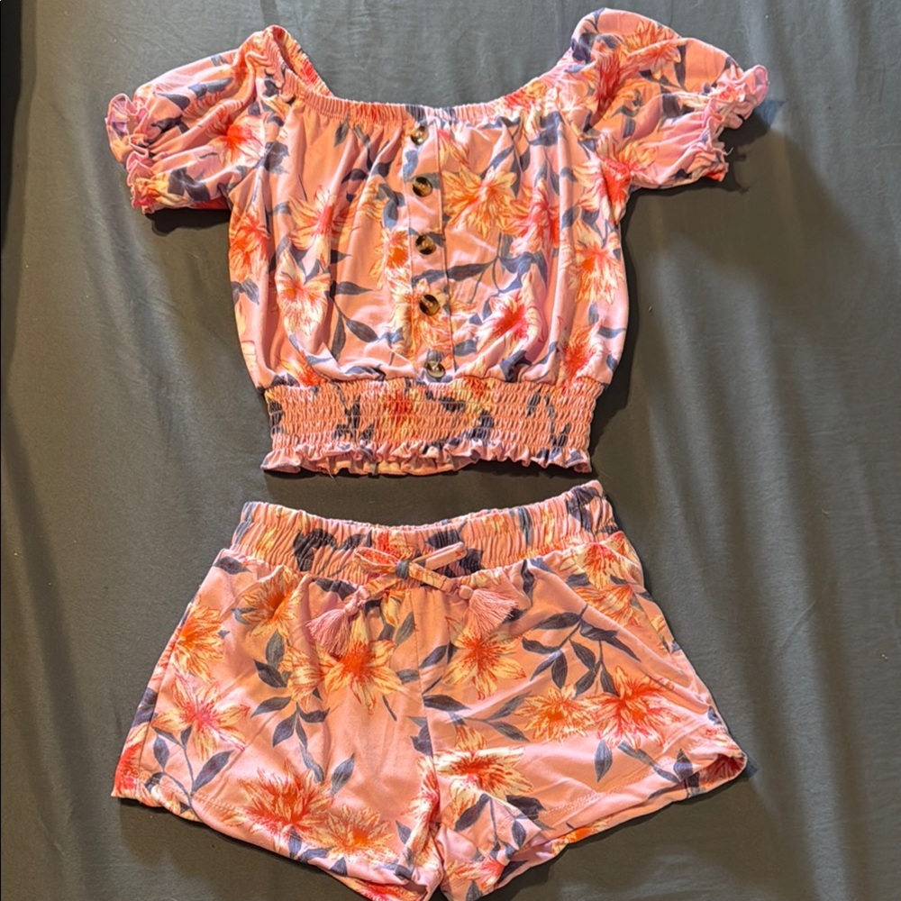 1st Kiss Pink Floral Kids Matching Set